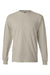 Hanes 5186 Mens Beefy-T Long Sleeve Crewneck T-Shirt Sand Flat Front