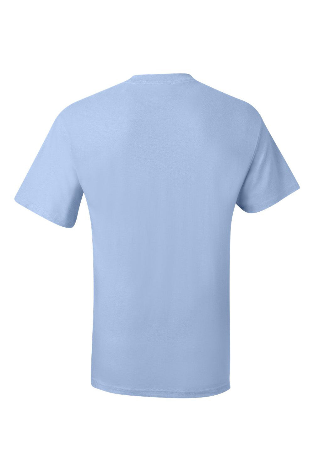 Hanes 5190/5190P Mens Beefy-T Short Sleeve Crewneck T-Shirt w/ Pocket Light Blue Flat Back