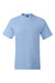 Hanes 5190/5190P Mens Beefy-T Short Sleeve Crewneck T-Shirt w/ Pocket Light Blue Flat Front