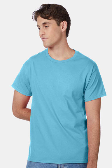 Hanes 5250/5250T Mens ComfortSoft Short Sleeve Crewneck T-Shirt Blue Horizon Model Front