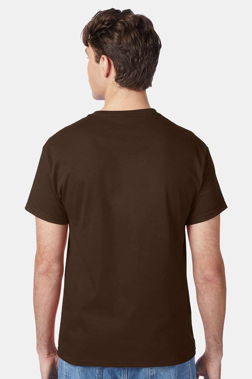 Hanes 5250/5250T Mens ComfortSoft Short Sleeve Crewneck T-Shirt Dark Chocolate Brown Model Back