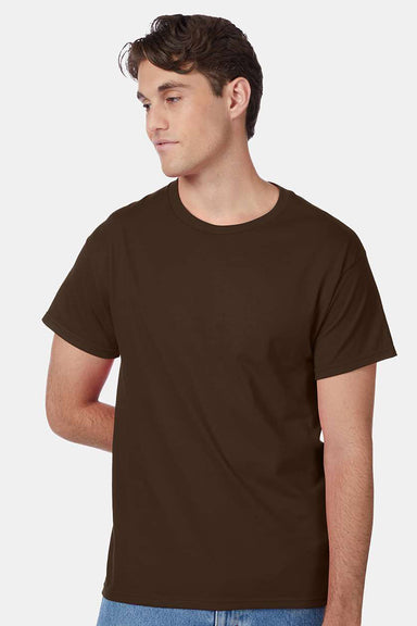 Hanes 5250/5250T Mens ComfortSoft Short Sleeve Crewneck T-Shirt Dark Chocolate Brown Model Front