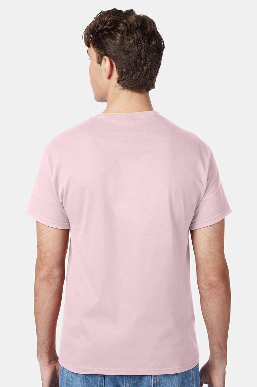 Hanes 5250/5250T Mens ComfortSoft Short Sleeve Crewneck T-Shirt Pale Pink Model Back