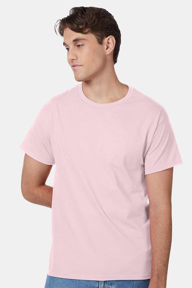 Hanes 5250/5250T Mens ComfortSoft Short Sleeve Crewneck T-Shirt Pale Pink Model Front