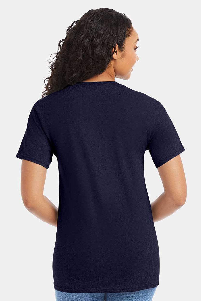 Hanes 5280 Mens ComfortSoft Short Sleeve Crewneck T-Shirt Athletic Navy Blue Model Back