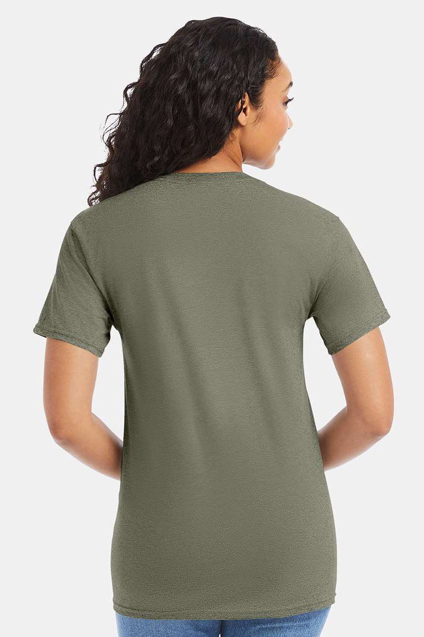 Hanes 5280 Mens ComfortSoft Short Sleeve Crewneck T-Shirt Fatigue Green Model Back