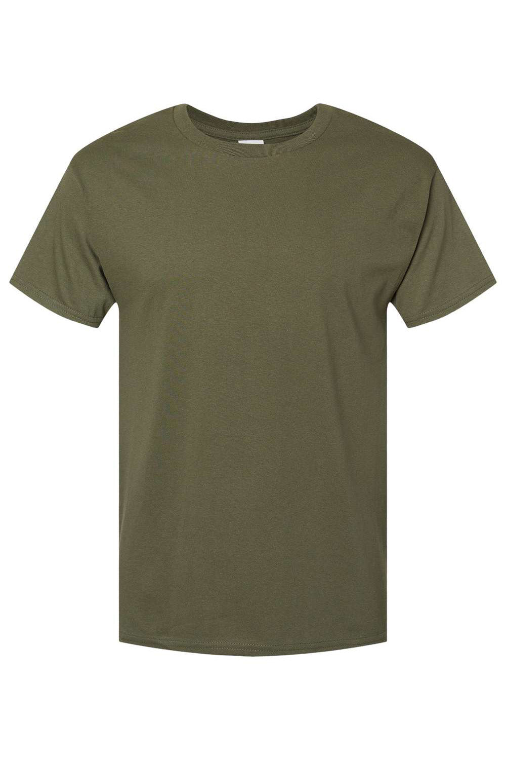 Hanes 5280 Mens ComfortSoft Short Sleeve Crewneck T-Shirt Fatigue Green Flat Front