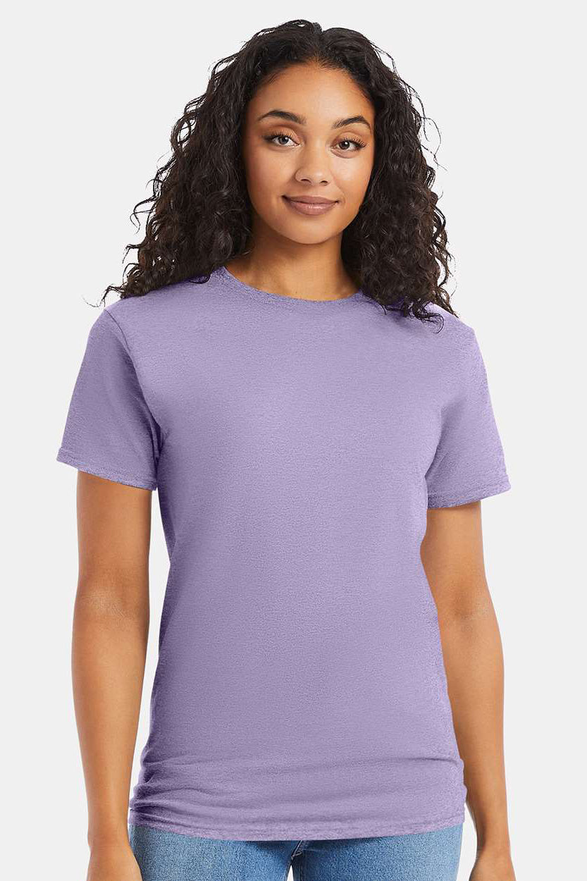 Hanes 5280 Mens ComfortSoft Short Sleeve Crewneck T-Shirt Lavender Purple Model Front