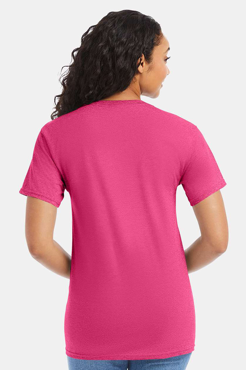 Hanes 5280 Mens ComfortSoft Short Sleeve Crewneck T-Shirt Wow Pink Model Back