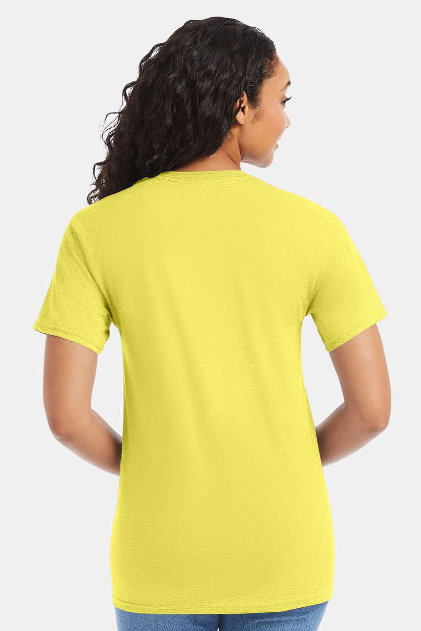 Hanes 5280 Mens ComfortSoft Short Sleeve Crewneck T-Shirt Yellow Model Back