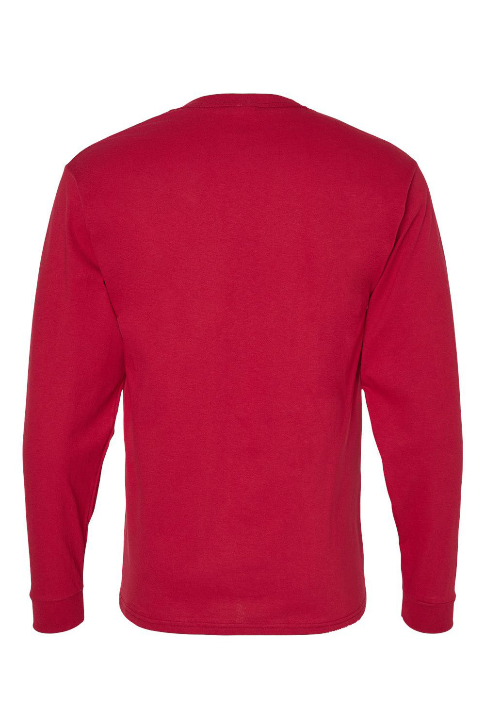 Hanes 5286 Mens ComfortSoft Long Sleeve Crewneck T-Shirt Athletic Crimson Red Flat Back