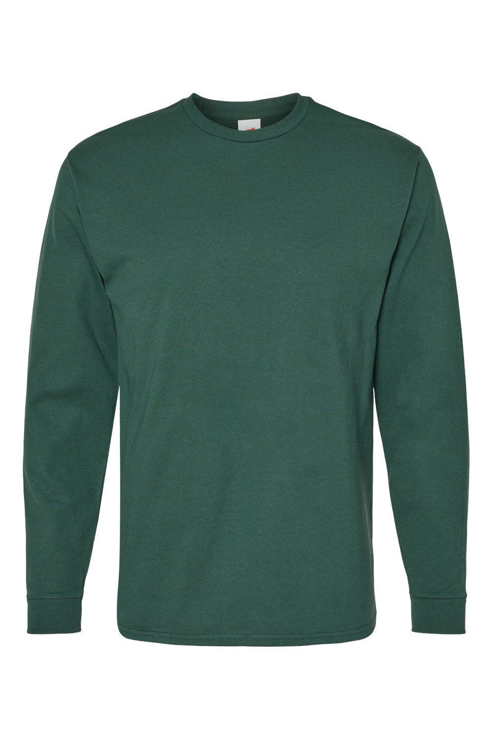 Hanes 5286 Mens ComfortSoft Long Sleeve Crewneck T-Shirt Athletic Dark Green Flat Front