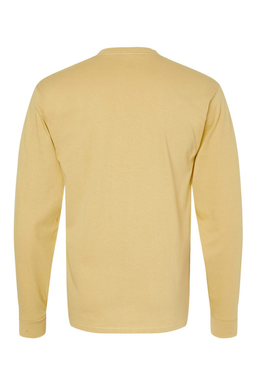 Hanes 5286 Mens ComfortSoft Long Sleeve Crewneck T-Shirt Athletic Gold Flat Back