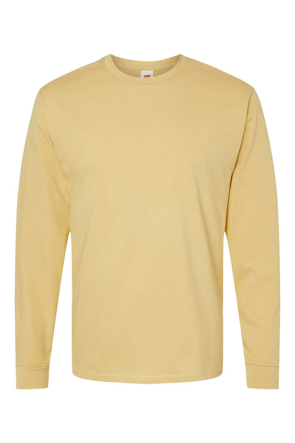 Hanes 5286 Mens ComfortSoft Long Sleeve Crewneck T-Shirt Athletic Gold Flat Front