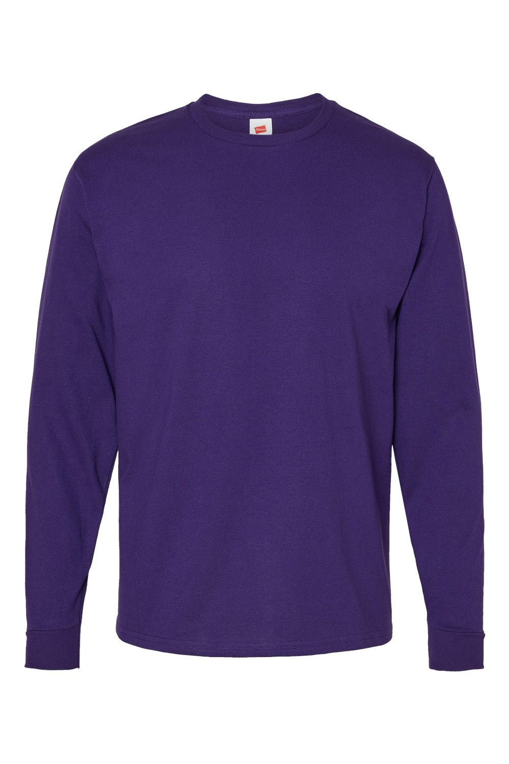 Hanes 5286 Mens ComfortSoft Long Sleeve Crewneck T-Shirt Athletic Purple Flat Front