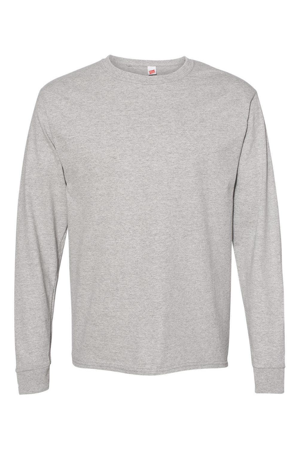 Hanes 5286 Mens ComfortSoft Long Sleeve Crewneck T-Shirt Oxford Grey Flat Front