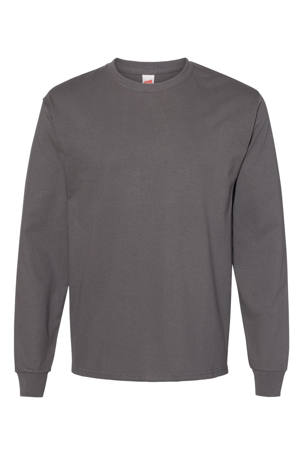 Hanes 5286 Mens ComfortSoft Long Sleeve Crewneck T-Shirt Smoke Grey Flat Front