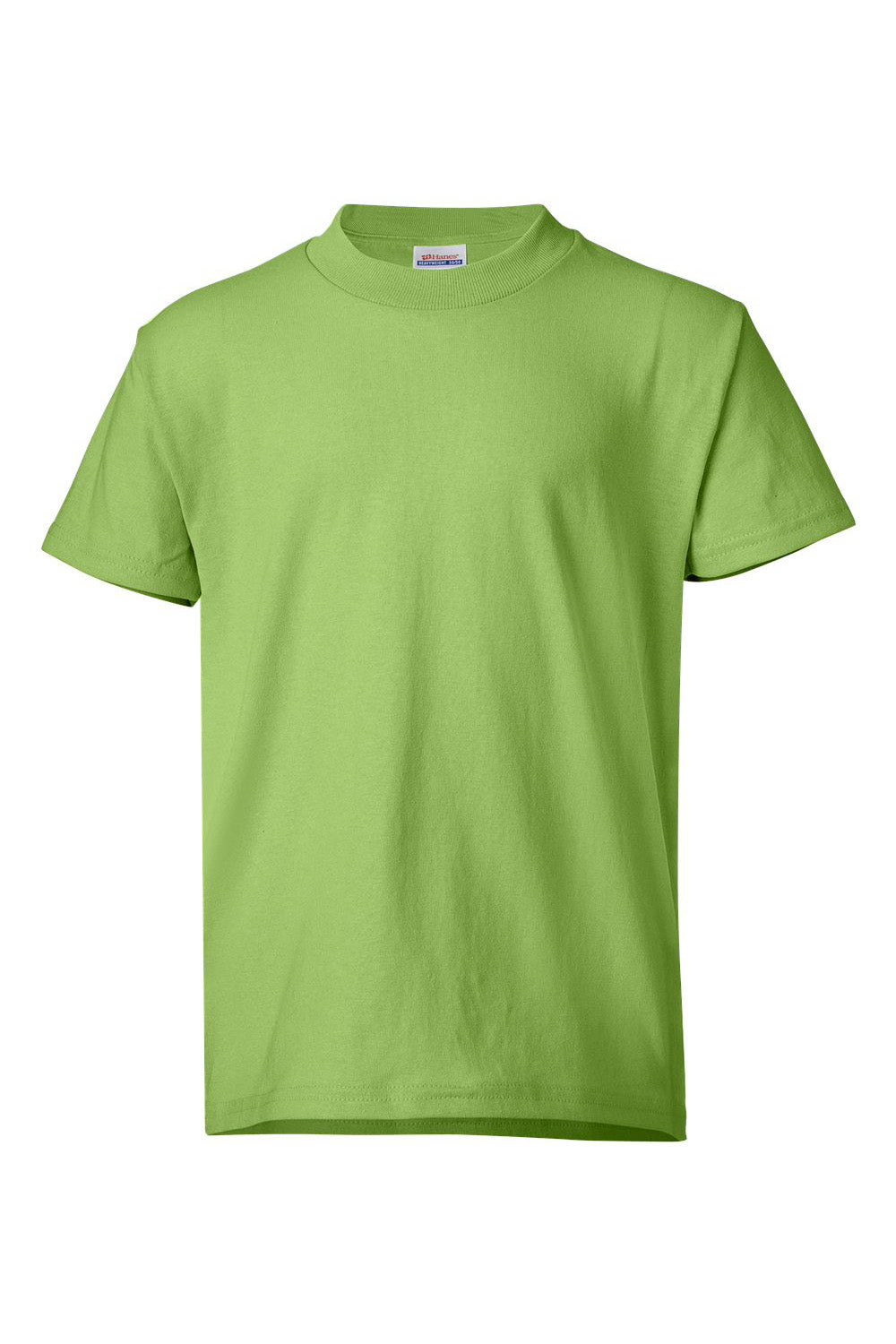 Hanes 5370 Youth EcoSmart Short Sleeve Crewneck T-Shirt Lime Green Flat Front