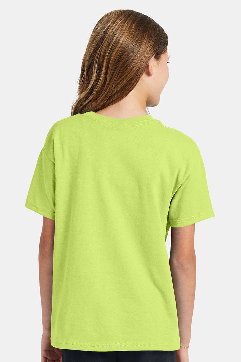 Hanes 5370 Youth EcoSmart Short Sleeve Crewneck T-Shirt Safety Green Model Back