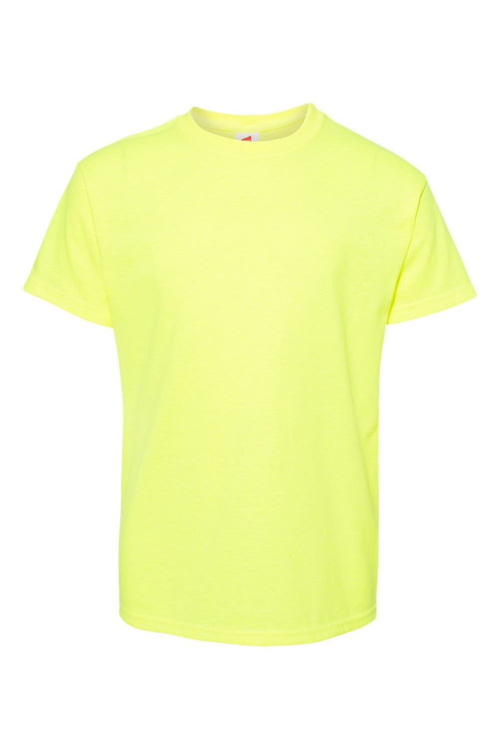 Hanes 5370 Youth EcoSmart Short Sleeve Crewneck T-Shirt Safety Green Flat Front