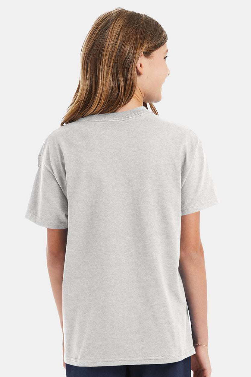 Hanes 5450/54500 Youth ComfortSoft Short Sleeve Crewneck T-Shirt Ash Grey Model Back