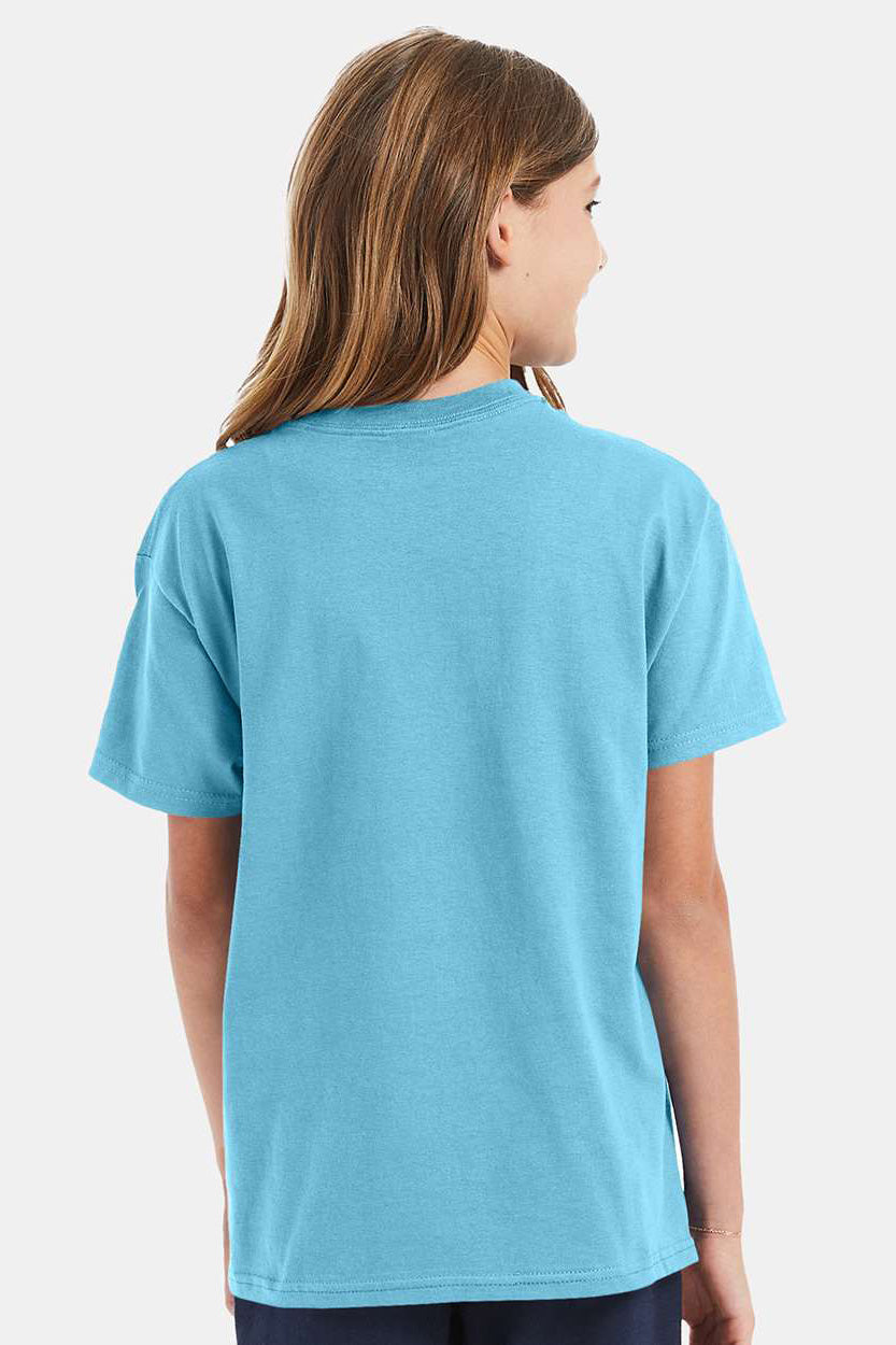 Hanes 5450/54500 Youth ComfortSoft Short Sleeve Crewneck T-Shirt Blue Horizon Model Back