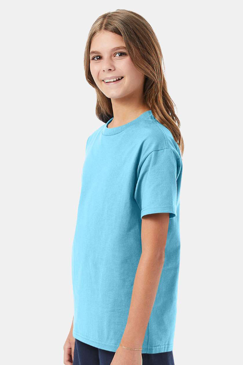 Hanes 5450/54500 Youth ComfortSoft Short Sleeve Crewneck T-Shirt Blue Horizon Model Side