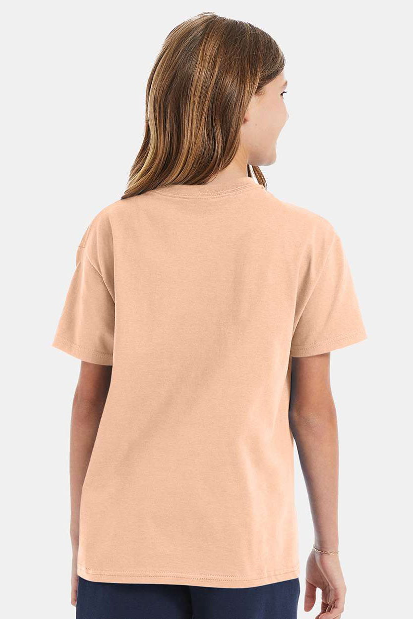 Hanes 5450/54500 Youth ComfortSoft Short Sleeve Crewneck T-Shirt Candy Orange Model Back