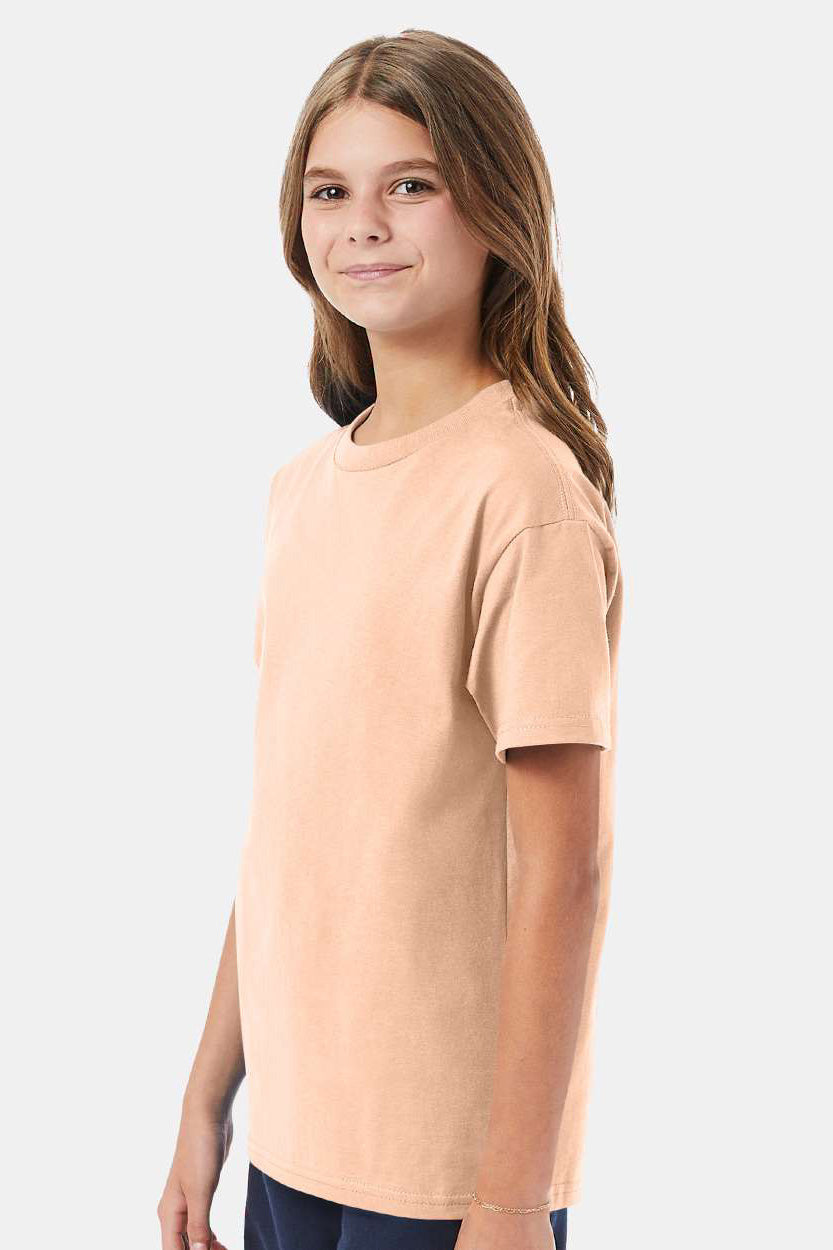 Hanes 5450/54500 Youth ComfortSoft Short Sleeve Crewneck T-Shirt Candy Orange Model Side