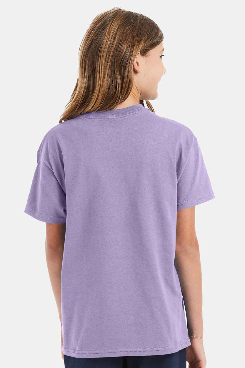 Hanes 5450/54500 Youth ComfortSoft Short Sleeve Crewneck T-Shirt Lavender Purple Model Back