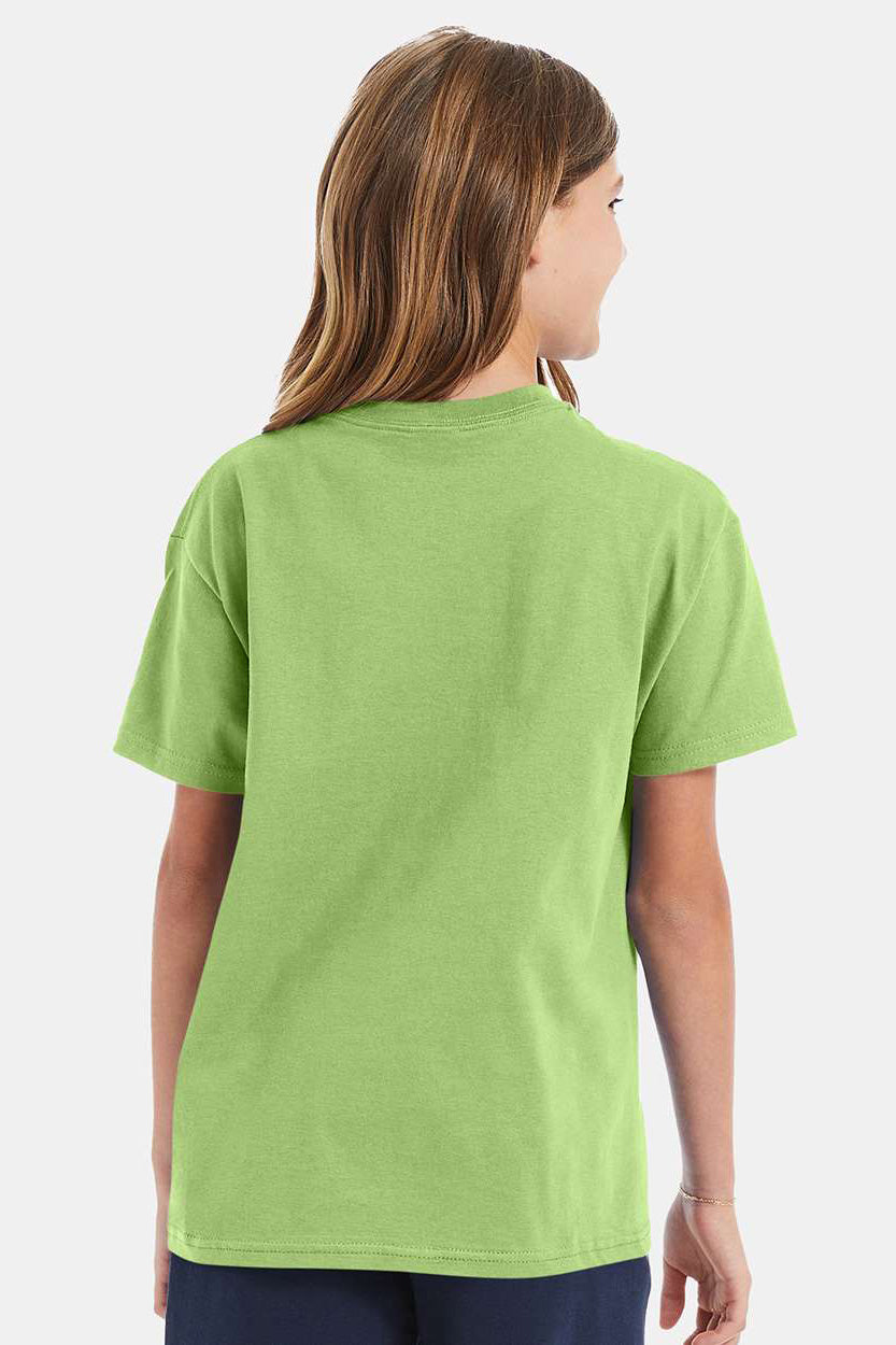 Hanes 5450/54500 Youth ComfortSoft Short Sleeve Crewneck T-Shirt Lime Green Model Back