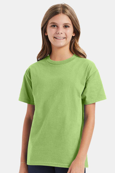 Hanes 5450/54500 Youth ComfortSoft Short Sleeve Crewneck T-Shirt Lime Green Model Front