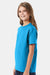 Hanes 5450/54500 Youth ComfortSoft Short Sleeve Crewneck T-Shirt Teal Blue Model Side