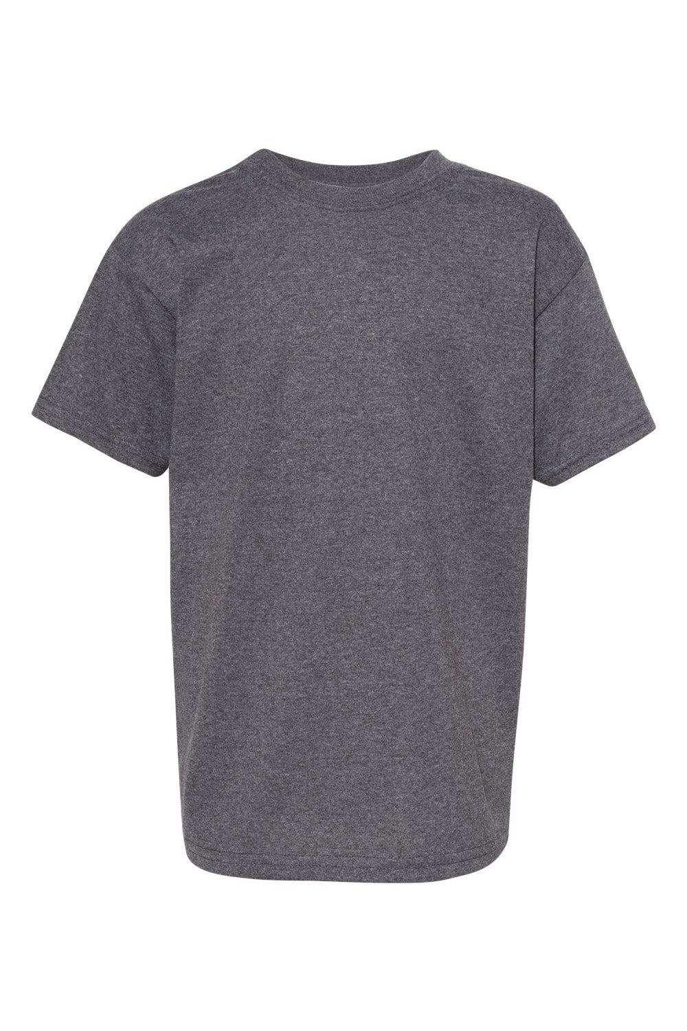 Hanes 5480 Youth ComfortSoft Short Sleeve Crewneck T-Shirt Heather Charcoal Grey Flat Front