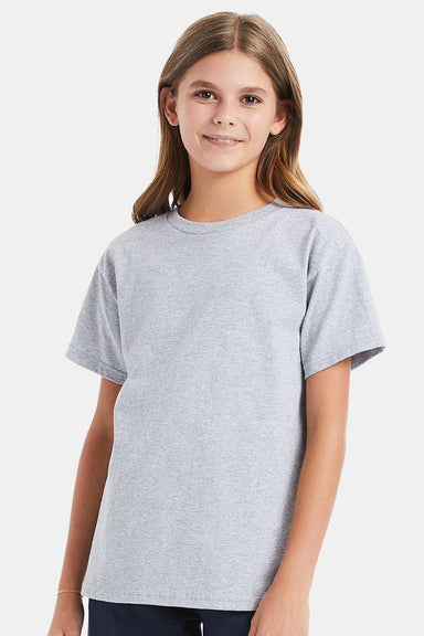 Hanes 5480 Youth ComfortSoft Short Sleeve Crewneck T-Shirt Light Steel Grey Model Front