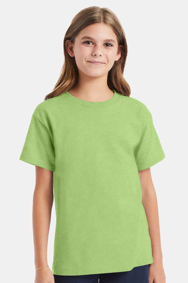 Hanes 5480 Youth ComfortSoft Short Sleeve Crewneck T-Shirt Lime Green Model Front