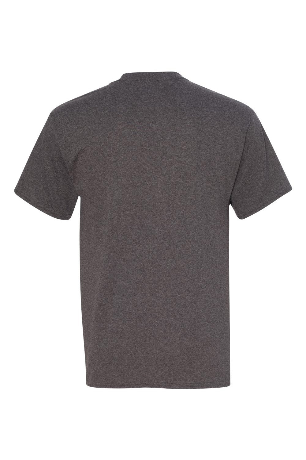 Hanes 5590/H5590 Mens ComfortSoft Short Sleeve Crewneck T-Shirt w/ Pocket Heather Charcoal Grey Flat Back