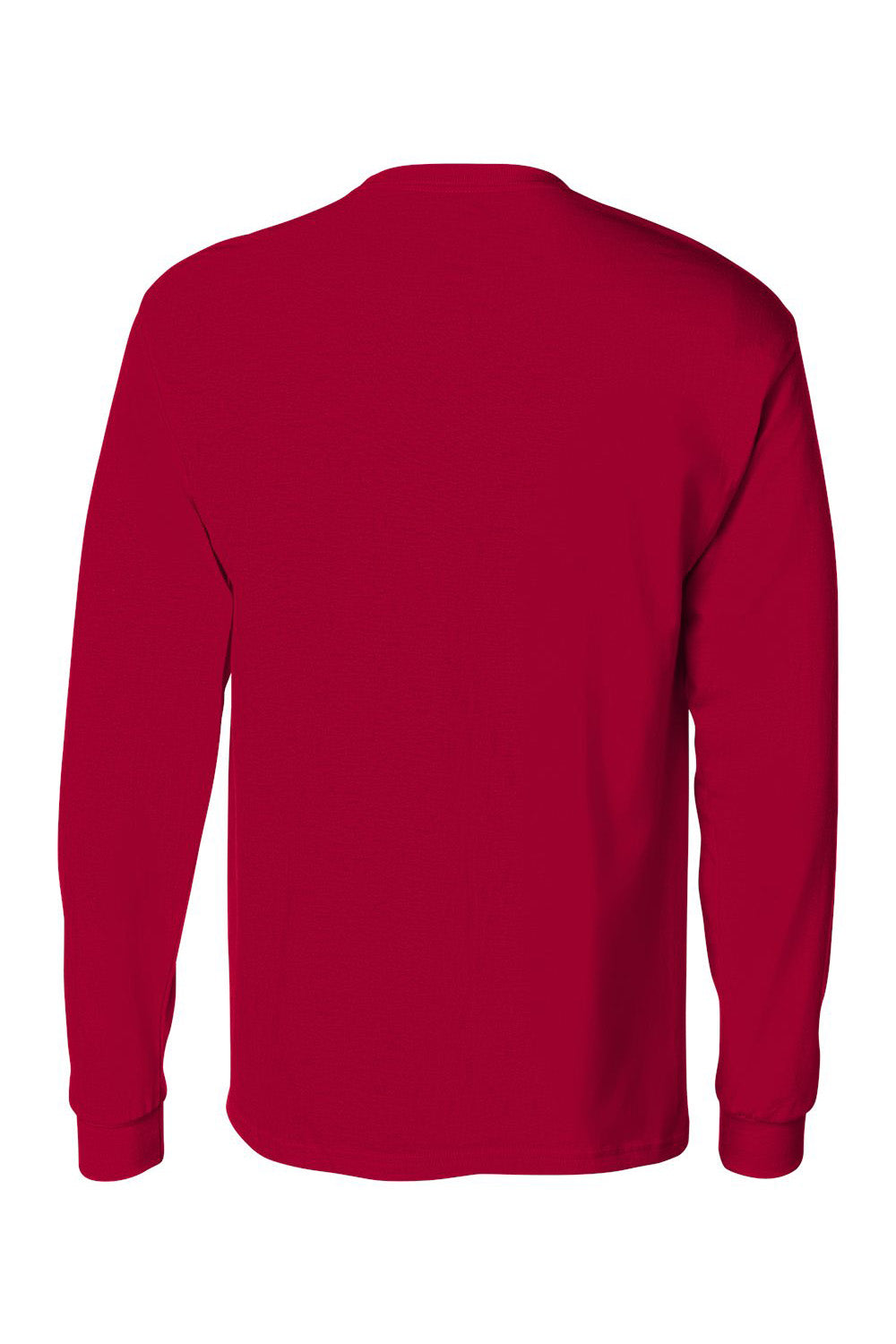 Hanes 5596 Mens ComfortSoft Long Sleeve Crewneck T-Shirt w/ Pocket Deep Red Flat Back