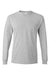 Hanes 5596 Mens ComfortSoft Long Sleeve Crewneck T-Shirt w/ Pocket Light Steel Grey Flat Front