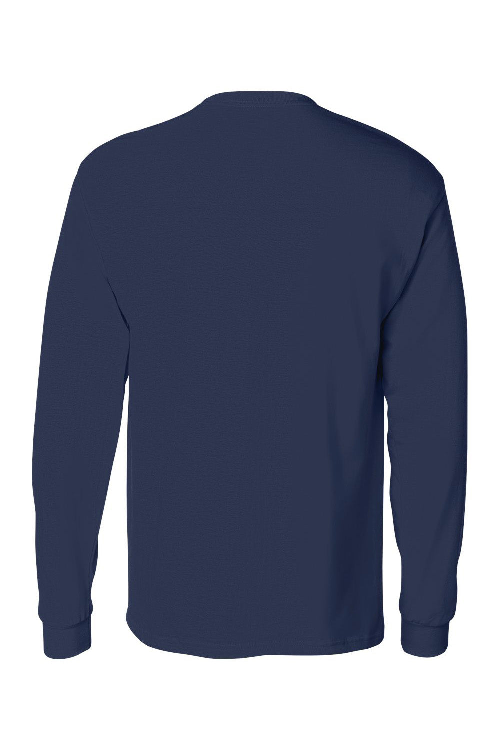 Hanes 5596 Mens ComfortSoft Long Sleeve Crewneck T-Shirt w/ Pocket Navy Blue Flat Back