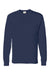 Hanes 5596 Mens ComfortSoft Long Sleeve Crewneck T-Shirt w/ Pocket Navy Blue Flat Front