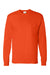 Hanes 5596 Mens ComfortSoft Long Sleeve Crewneck T-Shirt w/ Pocket Orange Flat Front