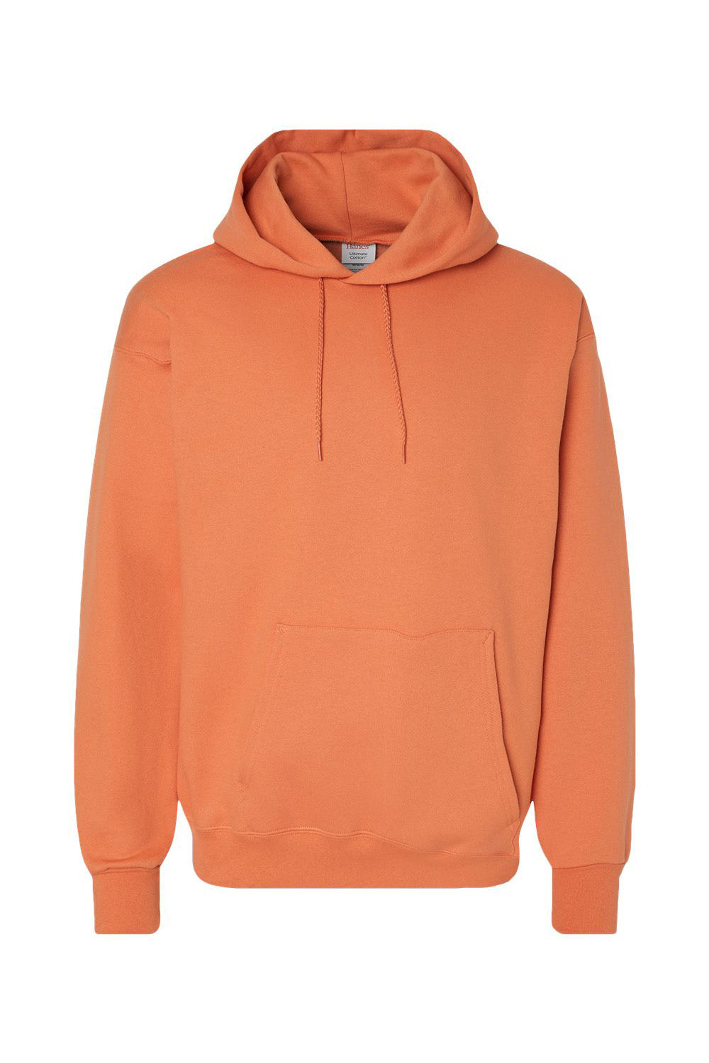 Hanes F170 Mens Ultimate Cotton PrintPro XP Pill Resistant Hooded Sweatshirt Hoodie w/ Pouch Pocket Pumpkin Orange Flat Front