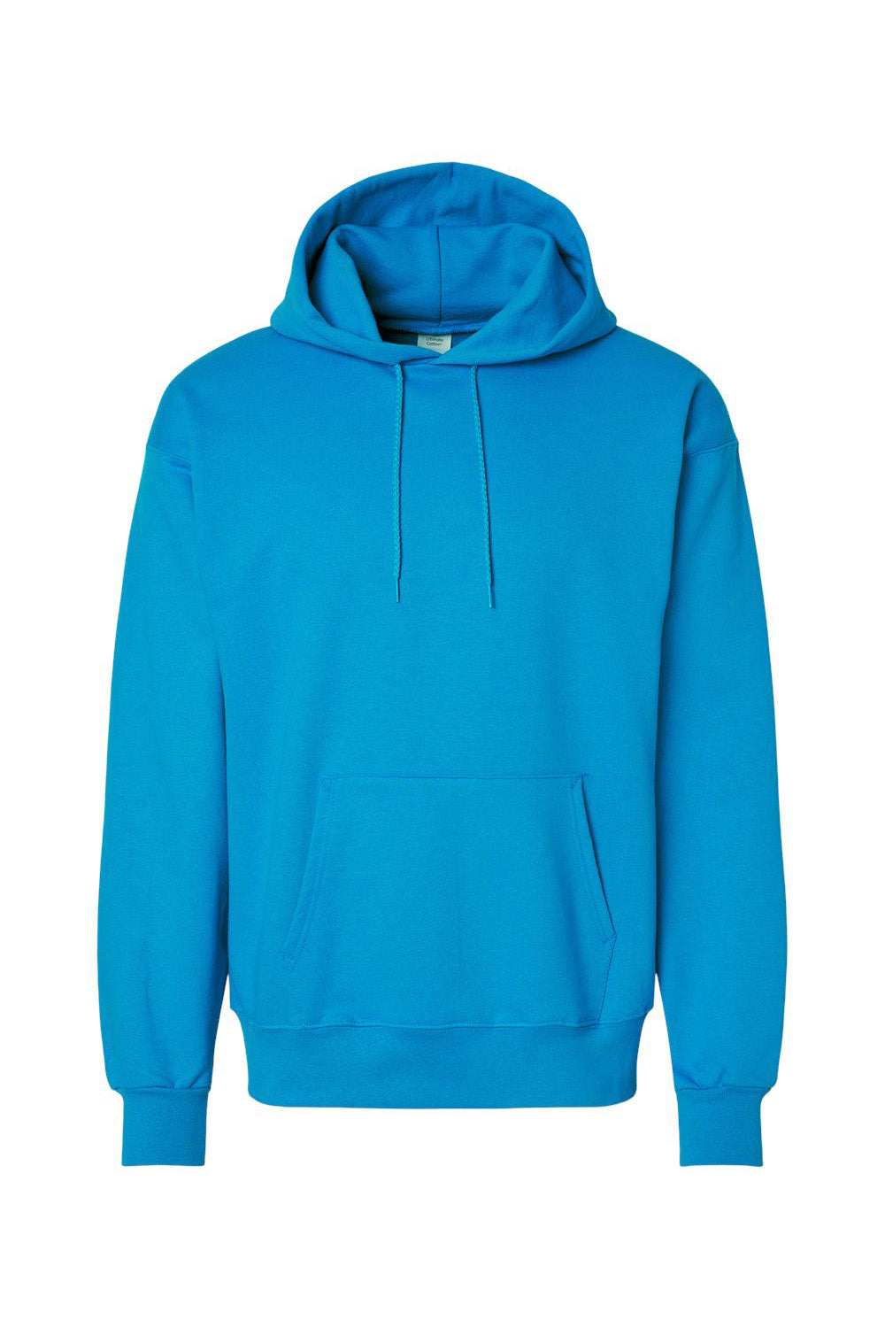 Hanes F170 Mens Ultimate Cotton PrintPro XP Pill Resistant Hooded Sweatshirt Hoodie w/ Pouch Pocket Teal Blue Flat Front