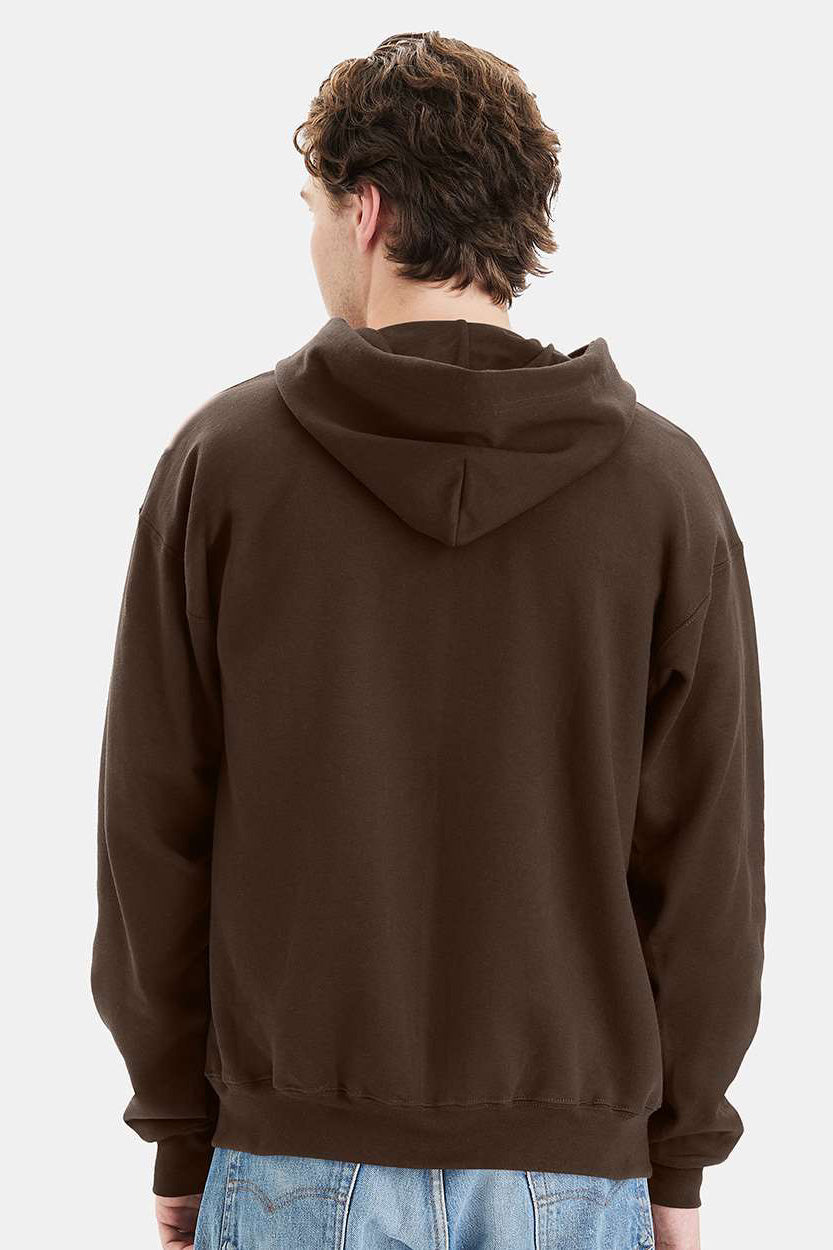 Hanes F283/F280 Mens Ultimate Cotton PrintPro XP Pill Resistant Full Zip Hooded Sweatshirt Hoodie w/ Pockets Dark Chocolate Brown Model Back