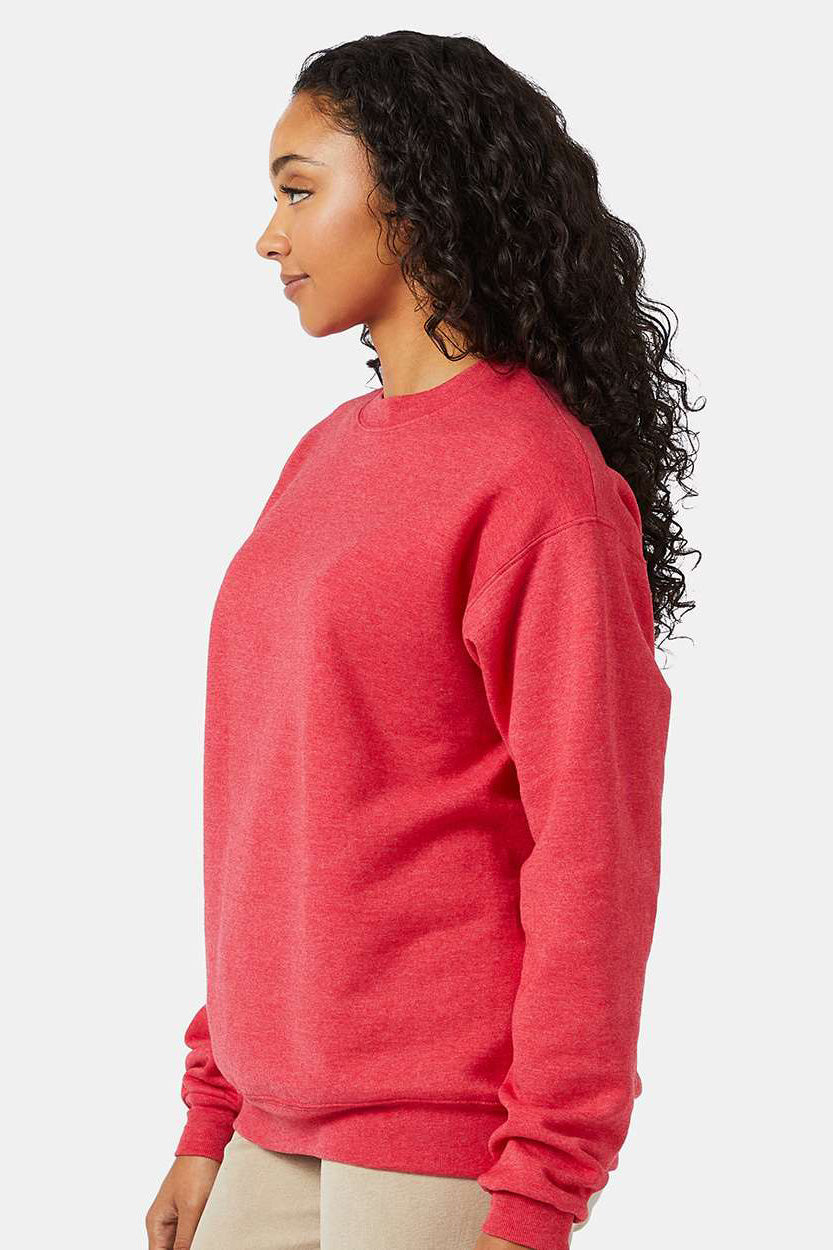 Hanes P160/P1607 Mens EcoSmart Print Pro XP Pill Resistant Fleece Crewneck Sweatshirt Heather Red Model Side