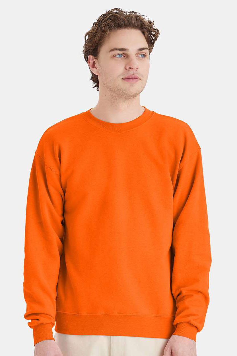 Hanes P160/P1607 Mens EcoSmart Print Pro XP Pill Resistant Fleece Crewneck Sweatshirt Orange Model Front