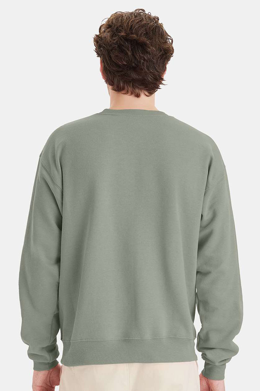 Hanes P160/P1607 Mens EcoSmart Print Pro XP Pill Resistant Fleece Crewneck Sweatshirt Stonewashed Green Model Back