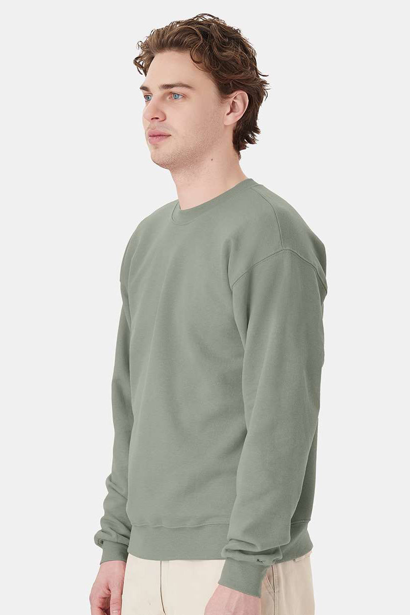 Hanes P160/P1607 Mens EcoSmart Print Pro XP Pill Resistant Fleece Crewneck Sweatshirt Stonewashed Green Model Side