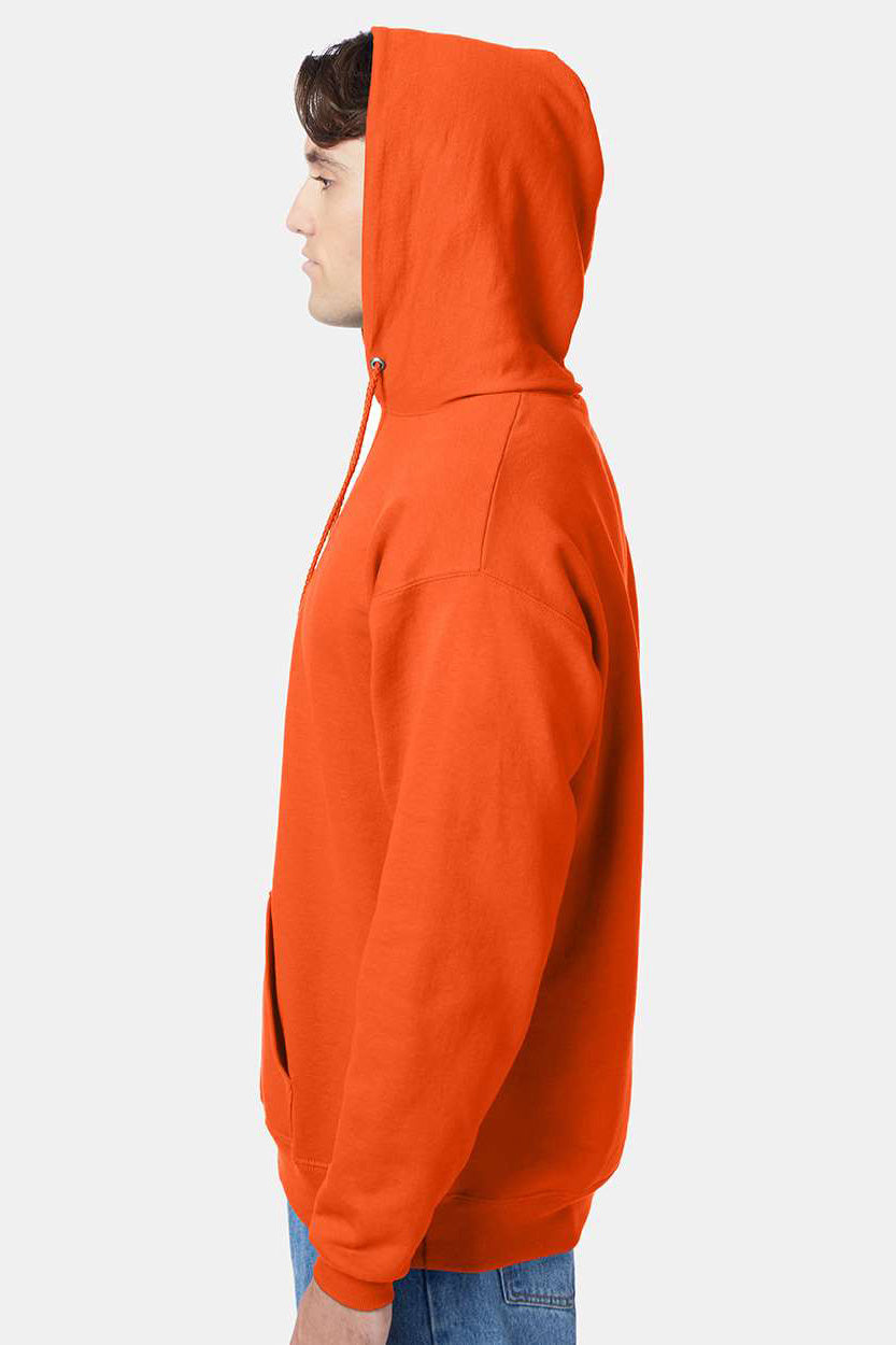 Hanes P170 Mens EcoSmart Print Pro XP Pill Resistant Hooded Sweatshirt Hoodie w/ Pouch Pocket Orange Model Side